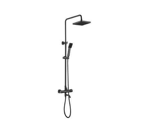 Black Exposed Shower System with Square Head Shower (D051794)