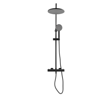 Pila 2-Function Exposed Thermostatic Shower System | Matt Black Finish | 10001MB