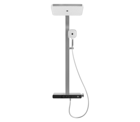 3 Function Exposed Thermostatic Square Panel Shower with Temperature Display | B38360-CP